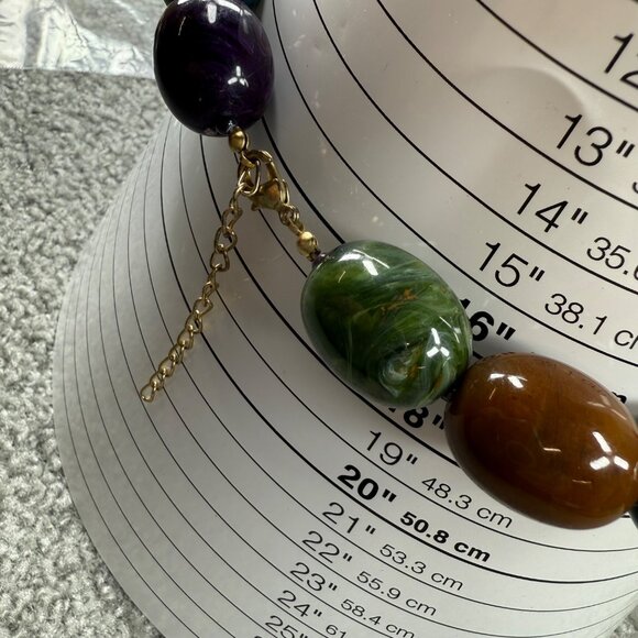 Multicolor Chunky Oval Bead Necklace Extender Chain Lobster Clasp Choker Adjusts - Picture 9 of 16